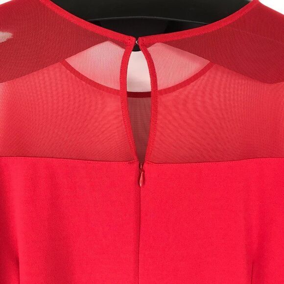 NEW Lane Bryant Shift Dress Women's Plus Size 20 Red Sheer Mesh Keyhole Stretch - Picture 5 of 16